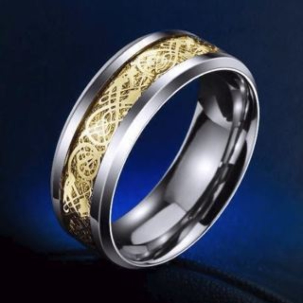 Men's Dragon Tapestry Sterling Silver Ring .925